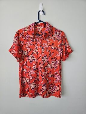 Vintage 70s Roaman's Made In Korea Cherry Blossom Sakura Button Up Shirt Unisex